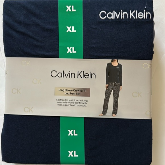 Calvin Klein Women’s Pants Crew Neck Heart Blue Pajama Set Nwt - Picture 5 of 6
